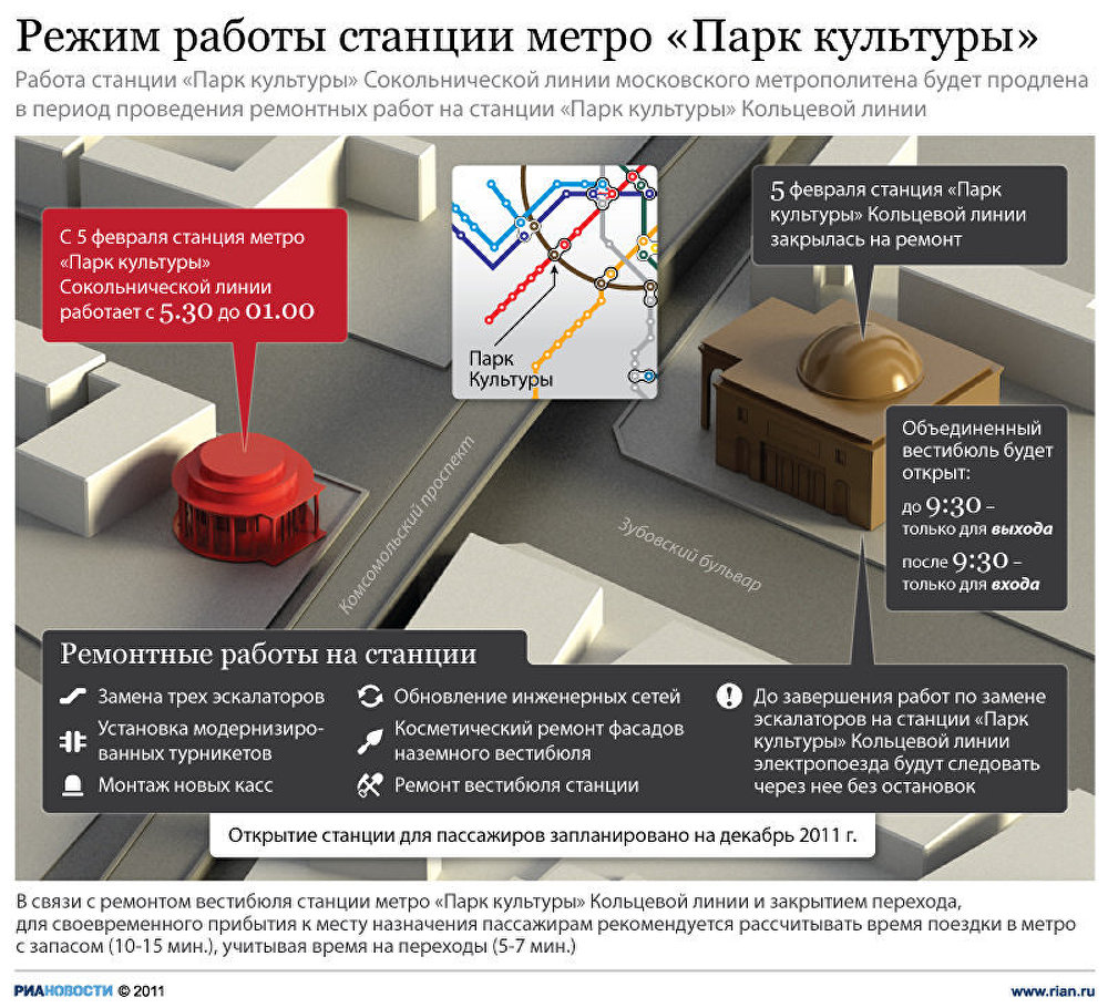 Режим работы станции метро Парк культуры Режим работы станции метро Парк культуры