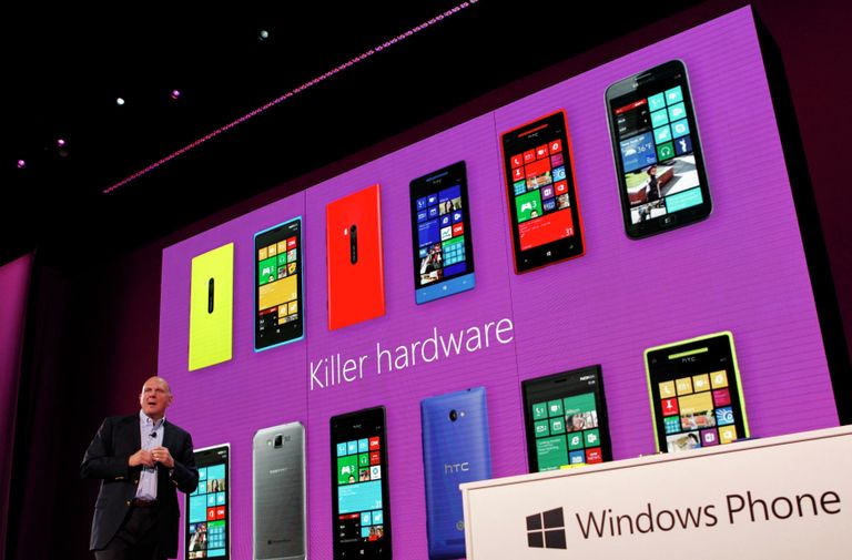 Гендиректор Microsoft Стив Балмер на презентации новой мобильной платформы Windows Phone 8