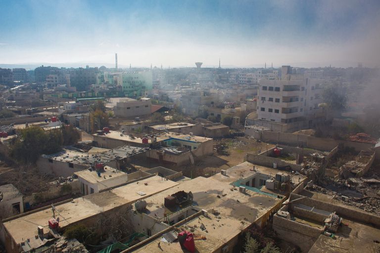 Вид на территорию, занятую боевиками Свободной армии Сирии, в городе Дарайя Вид на территорию, занятую боевиками Свободной армии Сирии, в городе Дарайя
