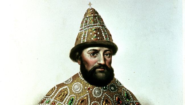 Портрет царя Михаила Федоровича Романова. Раскрашенная литография