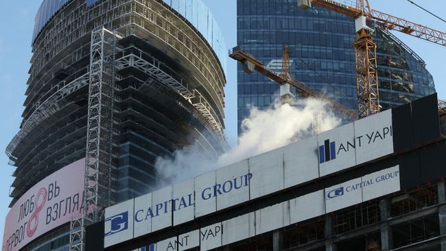 Пожар в строящейся башне комплекса Москва-Сити