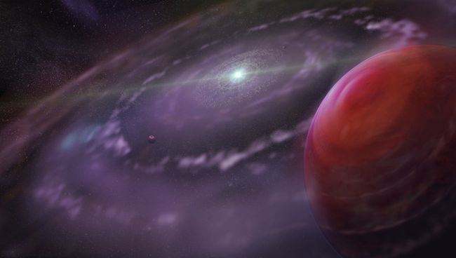 Так художник представил себе молодую экзопланету-гигант HR 8799с в созвездии Пегаса