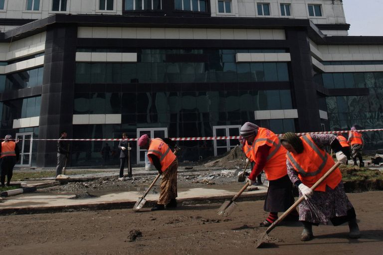 Ликвидация последствий пожара в Грозный-сити Ликвидация последствий пожара в Грозный-сити