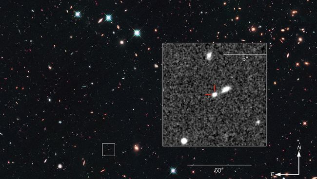 Самая далекая сверхновая, обнаруженная космическим телескопом Хаббл Самая далекая сверхновая, обнаруженная космическим телескопом Хаббл