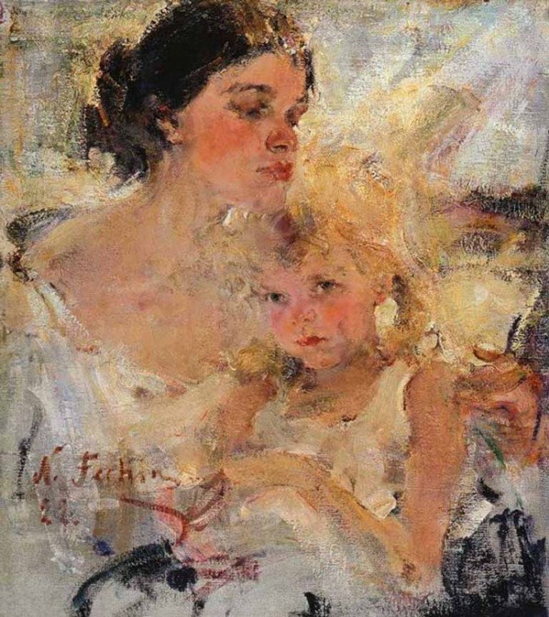Николай Фешин Миссис Фешина с дочерью, 1922 Николай Фешин Миссис Фешина с дочерью, 1922