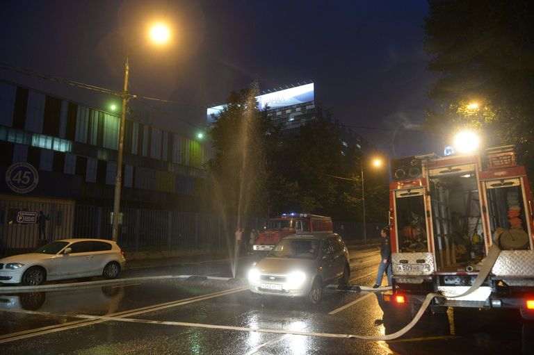 Пожар в телецентре Останкино в Москве