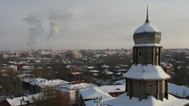 Вид на Томск поздней осенью.