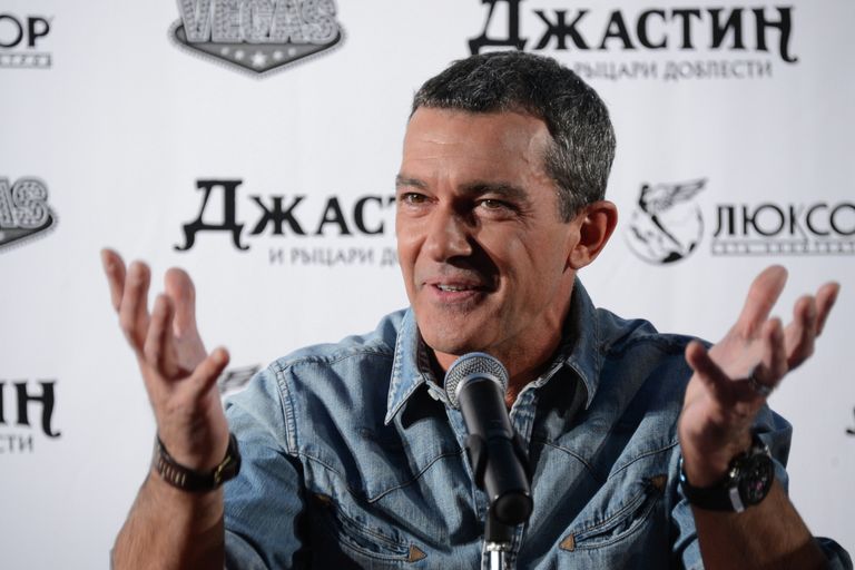 Актер Антонио Бандерас на пресс-конференции перед церемонией закладки именной звезды на Аллее Славы в ТРЦ Vegas в Москве