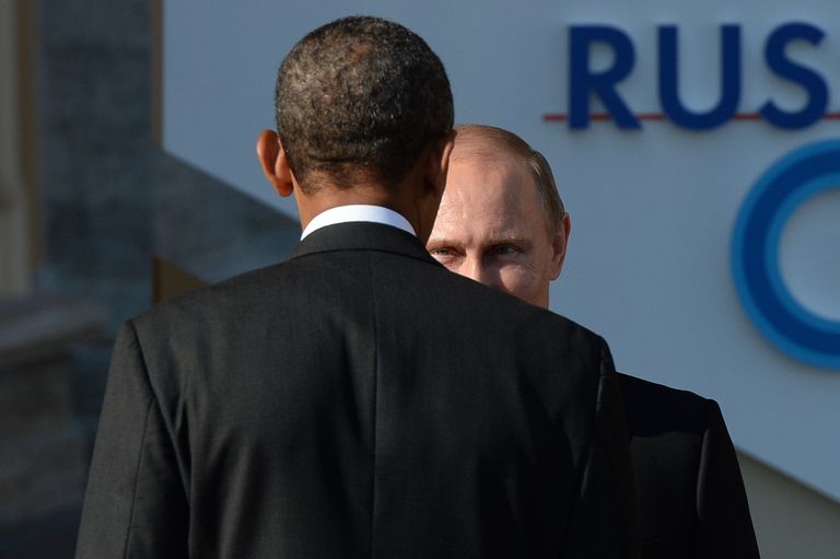 Президент России Владимир Путин и президент Соединенных Штатов Америки Барак Обама Президент России Владимир Путин и президент Соединенных Штатов Америки Барак Обама