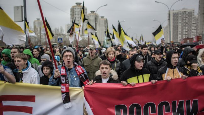 Русский марш - 2013 в Москве. Архивное фото Русский марш - 2013 в Москве. Архивное фото