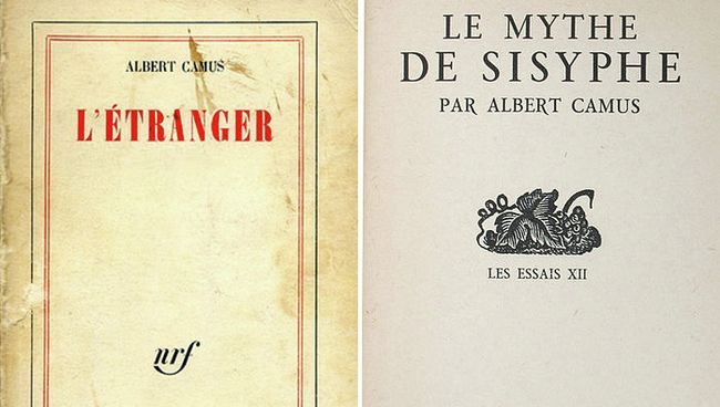 Книги Альбера Камю: Посторонний и Миф о Сизифе (издательство Gallimard), 1968 год Книги Альбера Камю: Посторонний и Миф о Сизифе (издательство Gallimard), 1968 год