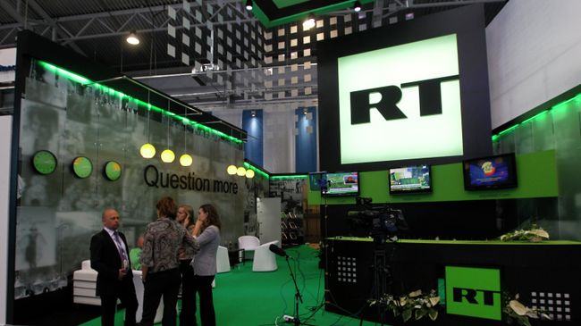 Стенд канала Russia Today, архивное фото Стенд канала Russia Today, архивное фото