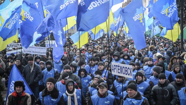 Сторонники президента Украины Виктора Януковича (и партии Регионов). Архивное фото