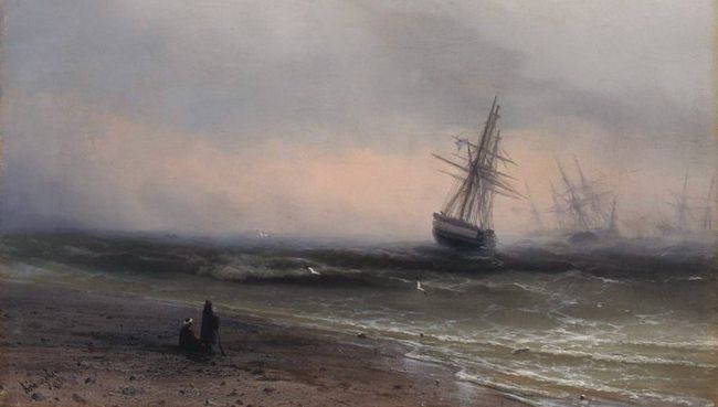 Картина Ивана Айвазовского Морской пейзаж в Крыму (1866) Картина Ивана Айвазовского Морской пейзаж в Крыму (1866)