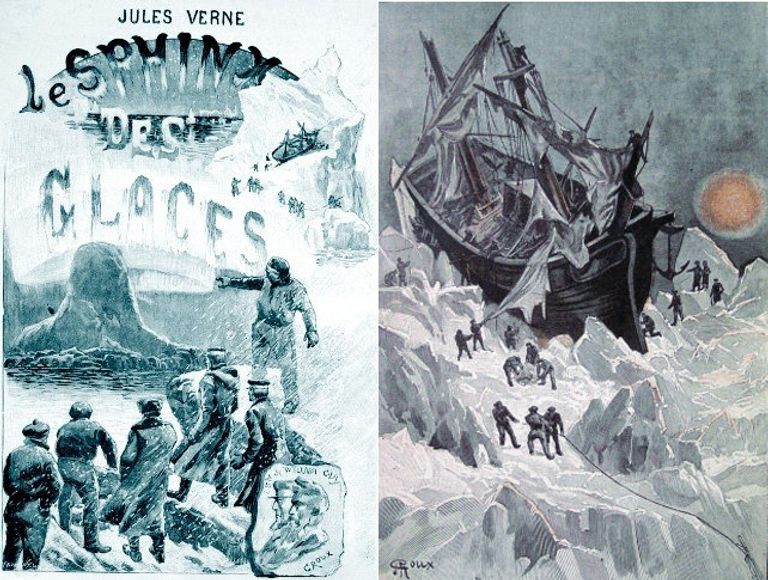 Обложка книги Жюля Верна Ледяной сфинкс (Le Sphinx des glaces) / и иллюстрация к книге Обложка книги Жюля Верна Ледяной сфинкс (Le Sphinx des glaces) / и иллюстрация к книге