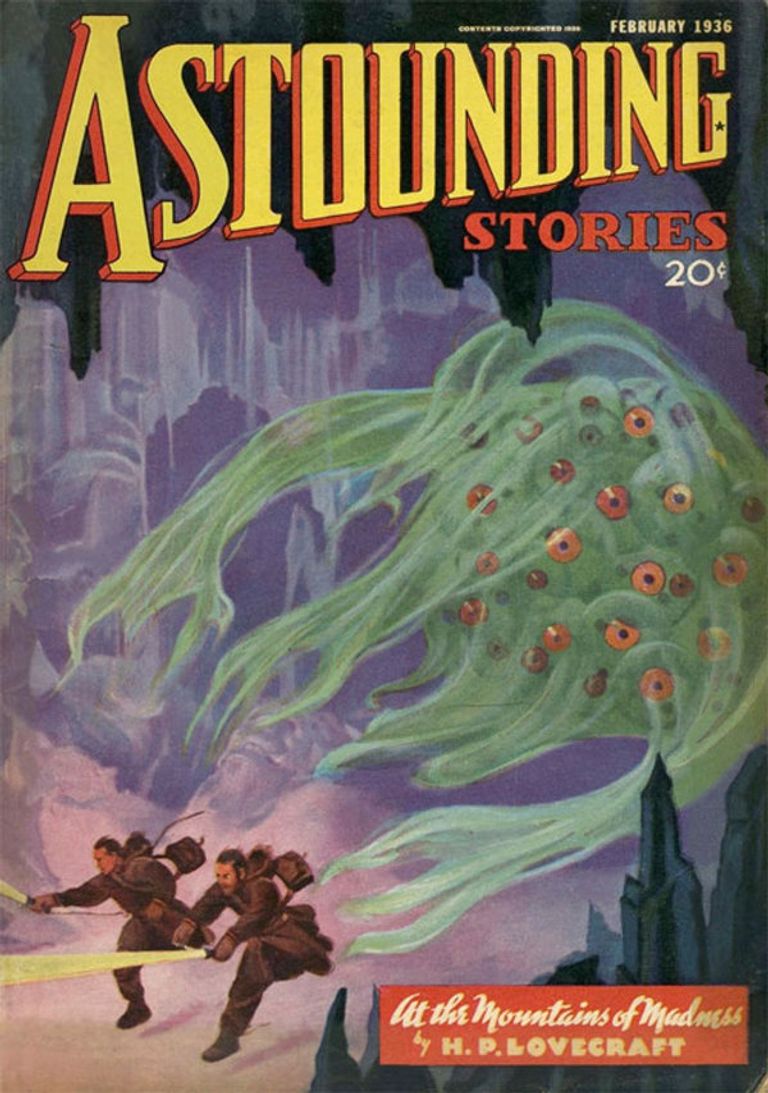 Обложка журнала Astounding Stories с публикацией книги Говарда Филипса Лавкрафта Хребты безумия (At the Mountains of Madness) Обложка журнала Astounding Stories с публикацией книги Говарда Филипса Лавкрафта Хребты безумия (At the Mountains of Madness)