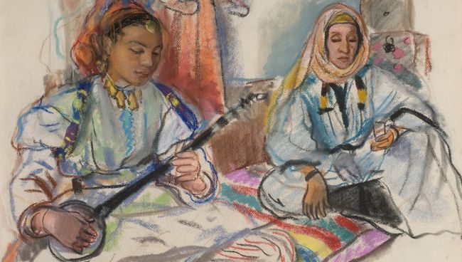З.Е. Серебрякова. Играющая на ауде. (Две марокканки в белом). 1928 З.Е. Серебрякова. Играющая на ауде. (Две марокканки в белом). 1928