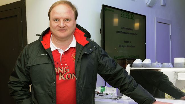 Российский спортивный менеджер, промоутер, организатор матчей профессионального бокса Владимир Хрюнов в Олимпийском парке 