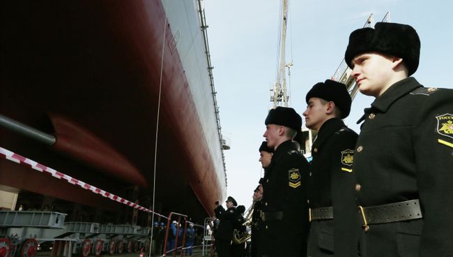 Спуск на воду фрегата Адмирал Григорович. Архивное фото Спуск на воду фрегата Адмирал Григорович. Архивное фото