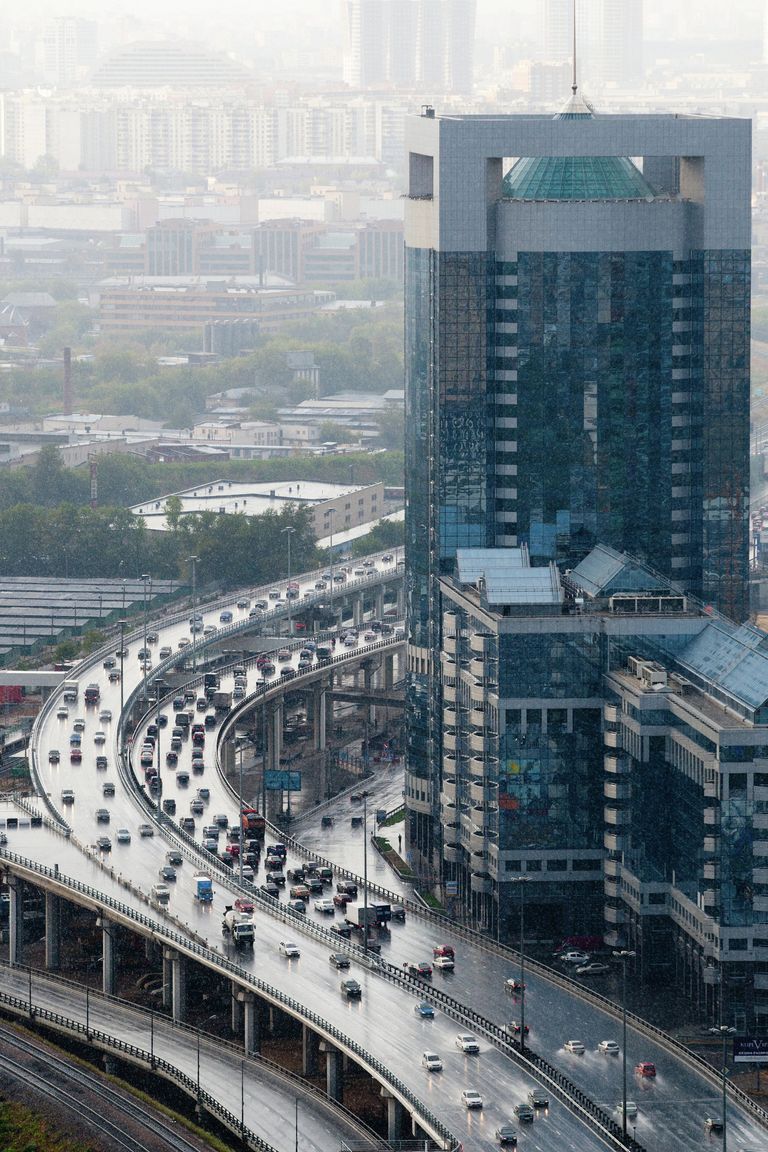 Вид на третье транспортное кольцо рядом ММДЦ Москва-Сити