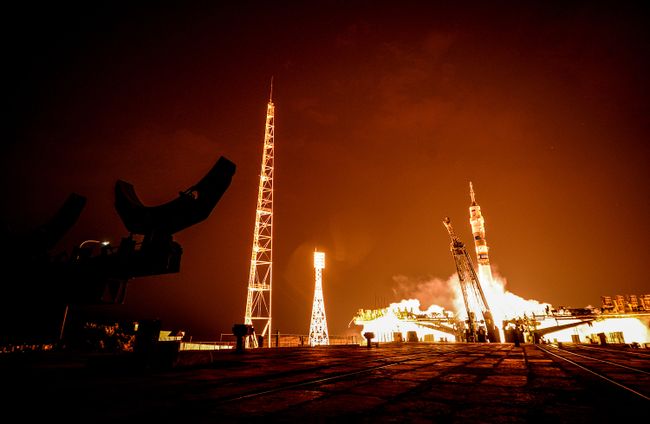 Старт ракеты Союз ТМА-14М на космодроме Байконур