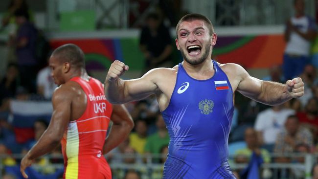 Давит Чакветадзе после победы в финале Олимпийских игр в Рио-де-Жанейро