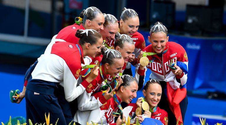 Спортсменки сборной России по синхронному плаванию