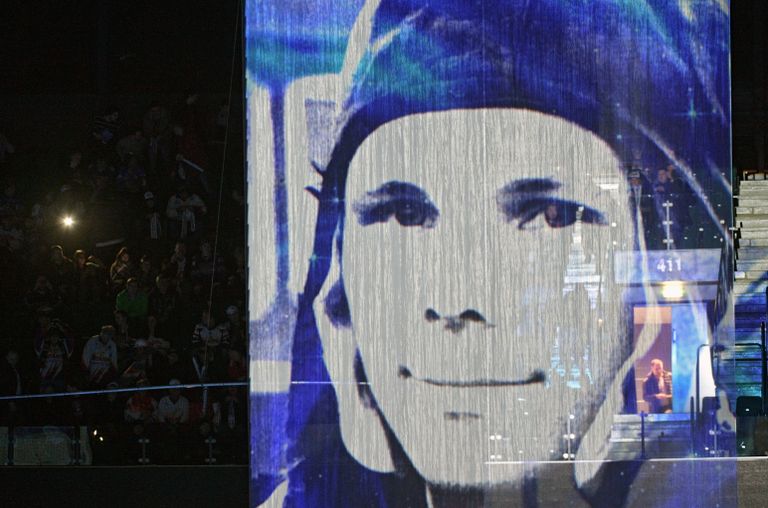 Баннер с изображением Юрия Гагарина