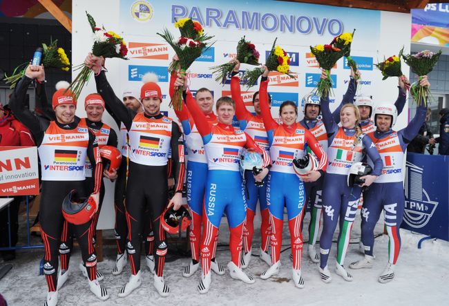 Призеры чемпионата Европы по санному спорту