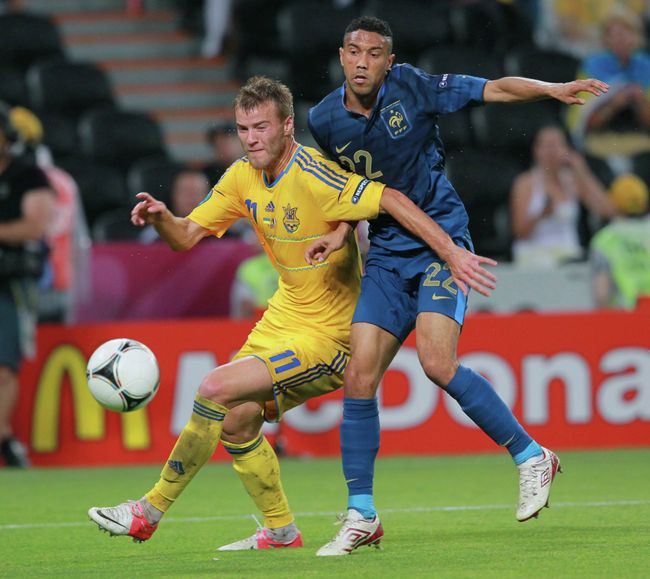 Andriy Yarmolenko (left) and Gael Clichy