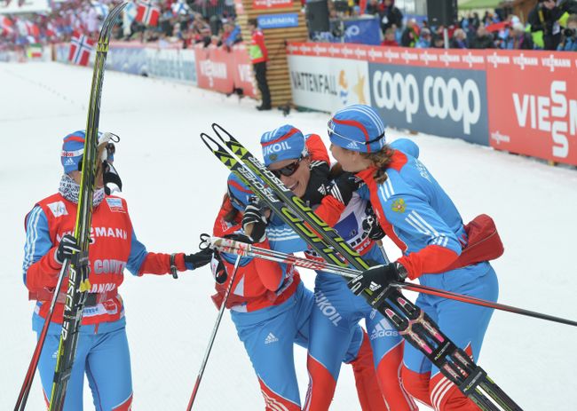 Российские лыжницы на этапе Чемпионата Мира в эстафетной гонке Российские лыжницы на этапе Чемпионата Мира в эстафетной гонке