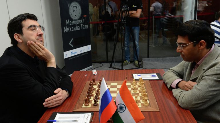 Владимир Крамник (слева) и Вишванатан Ананд Владимир Крамник (слева) и Вишванатан Ананд