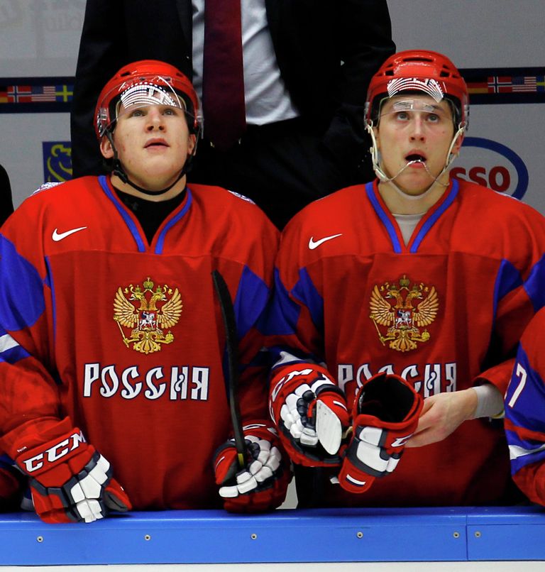 Хоккеисты сборной России Иван Барбашев (слева) и Дамир Жафяров Хоккеисты сборной России Иван Барбашев (слева) и Дамир Жафяров