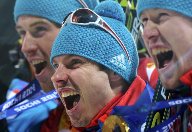 Слева направо: Дмитрий Малышко (Россия), Евгений Устюгов (Россия), Алексей Волков (Россия) Слева направо: Дмитрий Малышко (Россия), Евгений Устюгов (Россия), Алексей Волков (Россия)