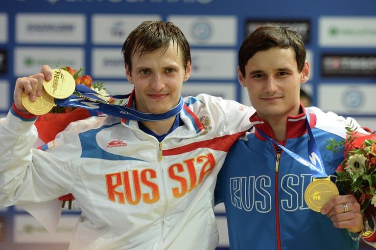 Российский спортсмен Алексей Черемисинов (слева), занявший первое место, и российский спортсмен Тимур Сафин, Российский спортсмен Алексей Черемисинов (слева), занявший первое место, и российский спортсмен Тимур Сафин,