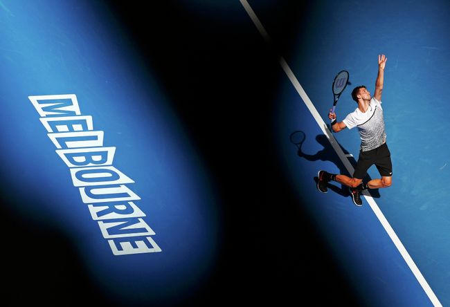 Григор Димитров в матче второго круга Australian Open Григор Димитров в матче второго круга Australian Open