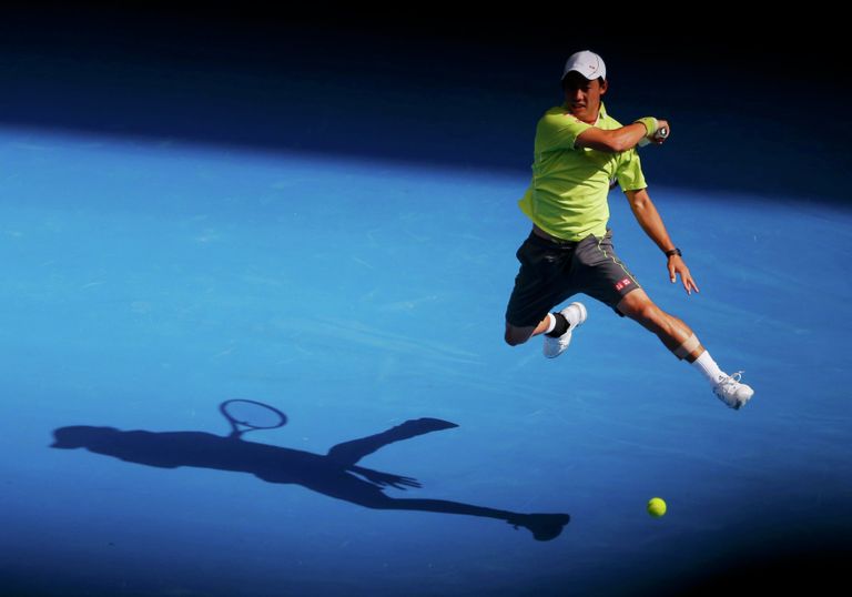 Кей Нисикори в матче четвертого круга Australian Open