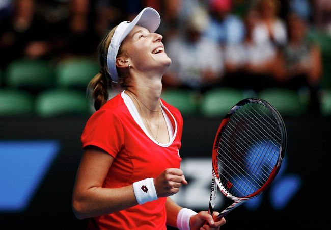 Екатерина Макарова радуется победе в 1/4 финала Australian Open Екатерина Макарова радуется победе в 1/4 финала Australian Open