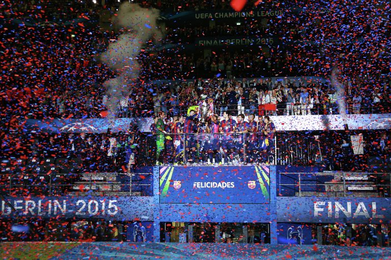 Игроки Барселоны после победы в финальном матче Лиги чемпионов