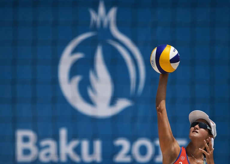 Игрок сборной России Екатерина Сырцева в матче женского турнира по пляжному волейболу Игрок сборной России Екатерина Сырцева в матче женского турнира по пляжному волейболу