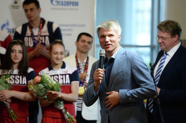 Заместитель министра спорта России Павел Колобков на торжественной церемонии встречи сборной России, прибывшей с I Европейских игр Заместитель министра спорта России Павел Колобков на торжественной церемонии встречи сборной России, прибывшей с I Европейских игр