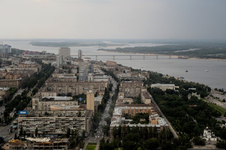 Улицы и дома Волгограда в окрестностях автомобильного моста Улицы и дома Волгограда в окрестностях автомобильного моста