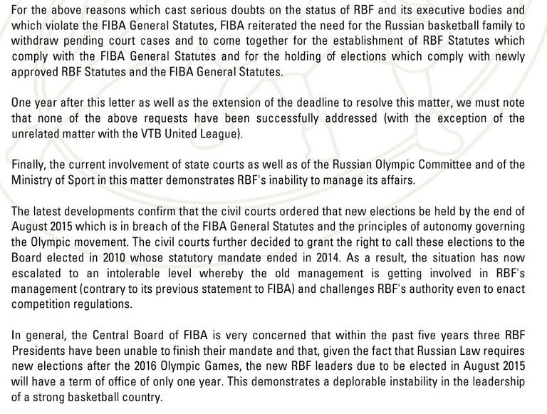 Текст резолюции FIBA в отношении Российской федерации баскетбола, страница 2 Текст резолюции FIBA в отношении Российской федерации баскетбола, страница 2