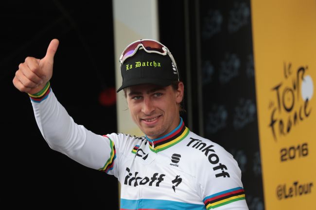 Словацкий велогонщик российской команды Tinkoff Петер Саган Словацкий велогонщик российской команды Tinkoff Петер Саган