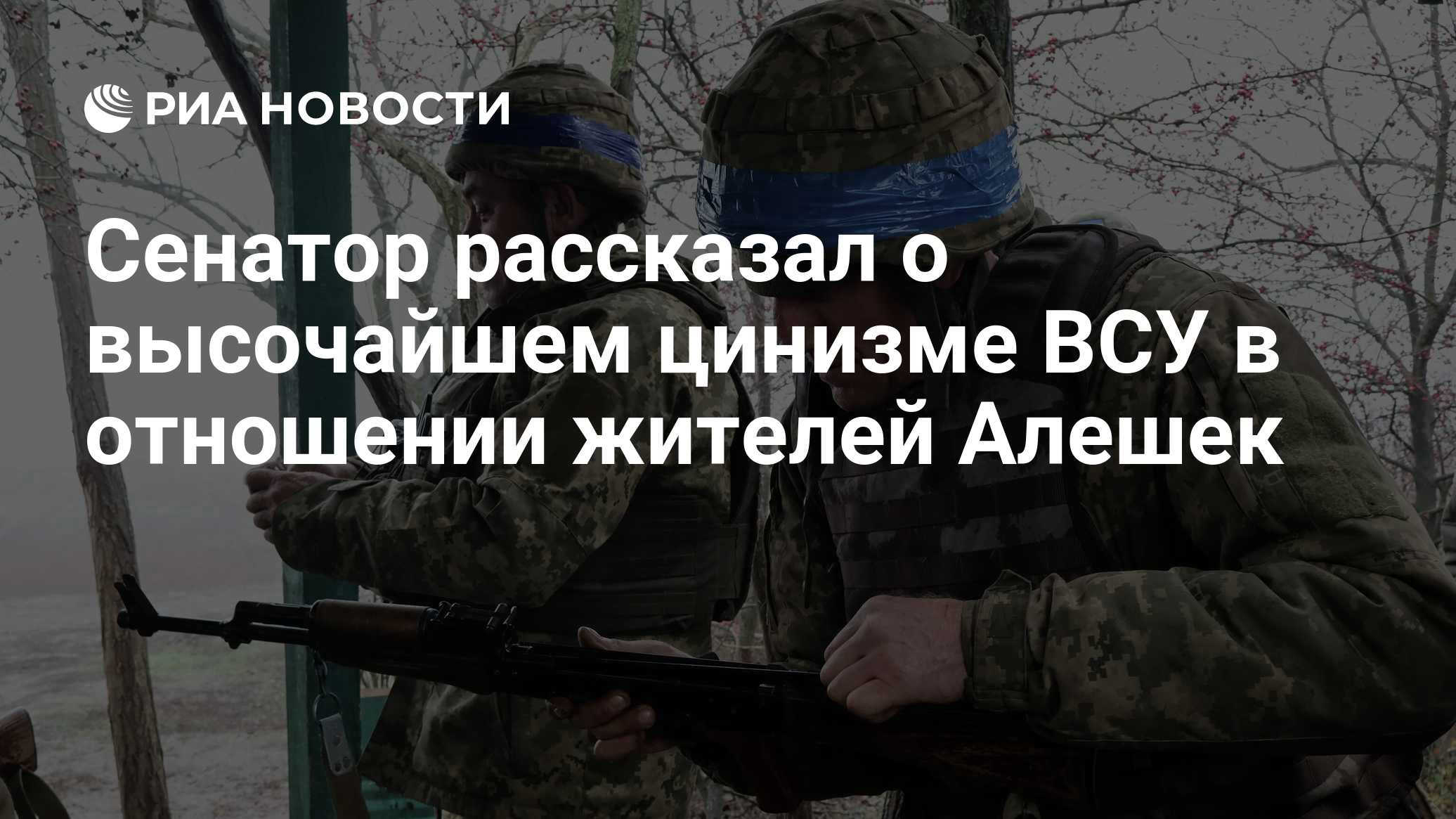 Сенатор рассказал о высочайшем цинизме ВСУ в отношении жителей Алешек