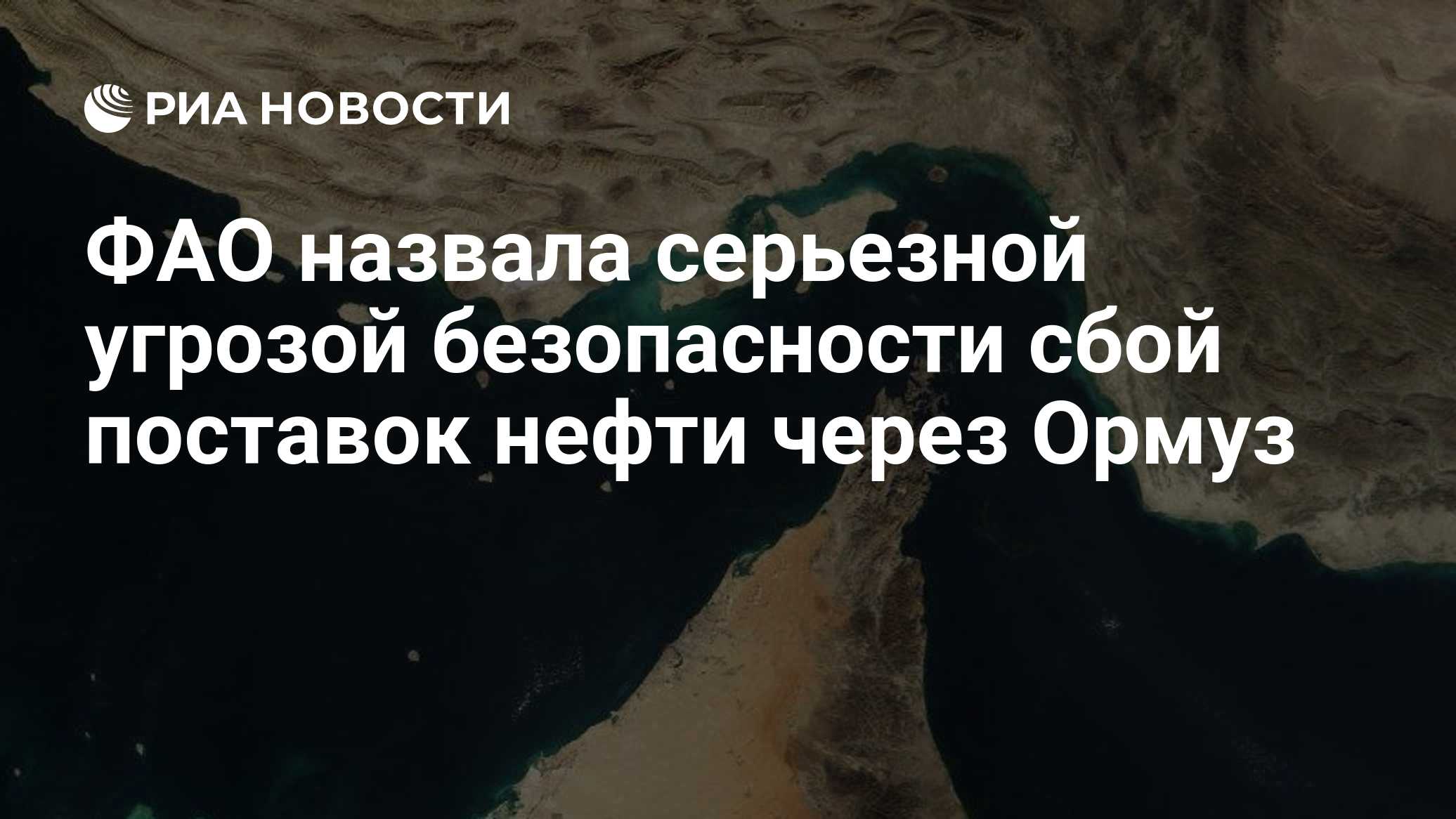 ФАО назвала серьезной угрозой безопасности сбой поставок нефти через Ормуз