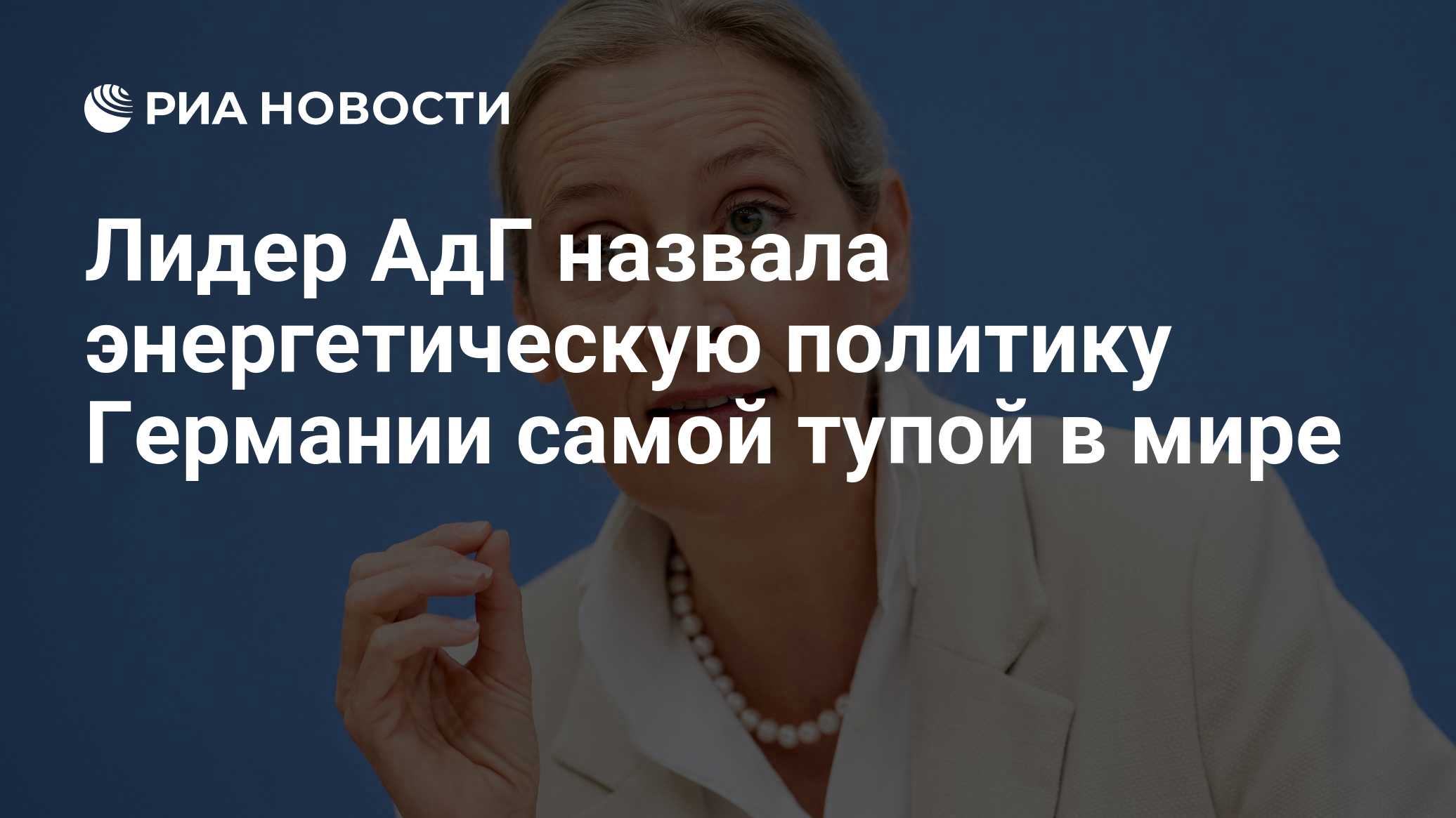 Лидер АдГ назвала энергетическую политику Германии самой тупой в мире