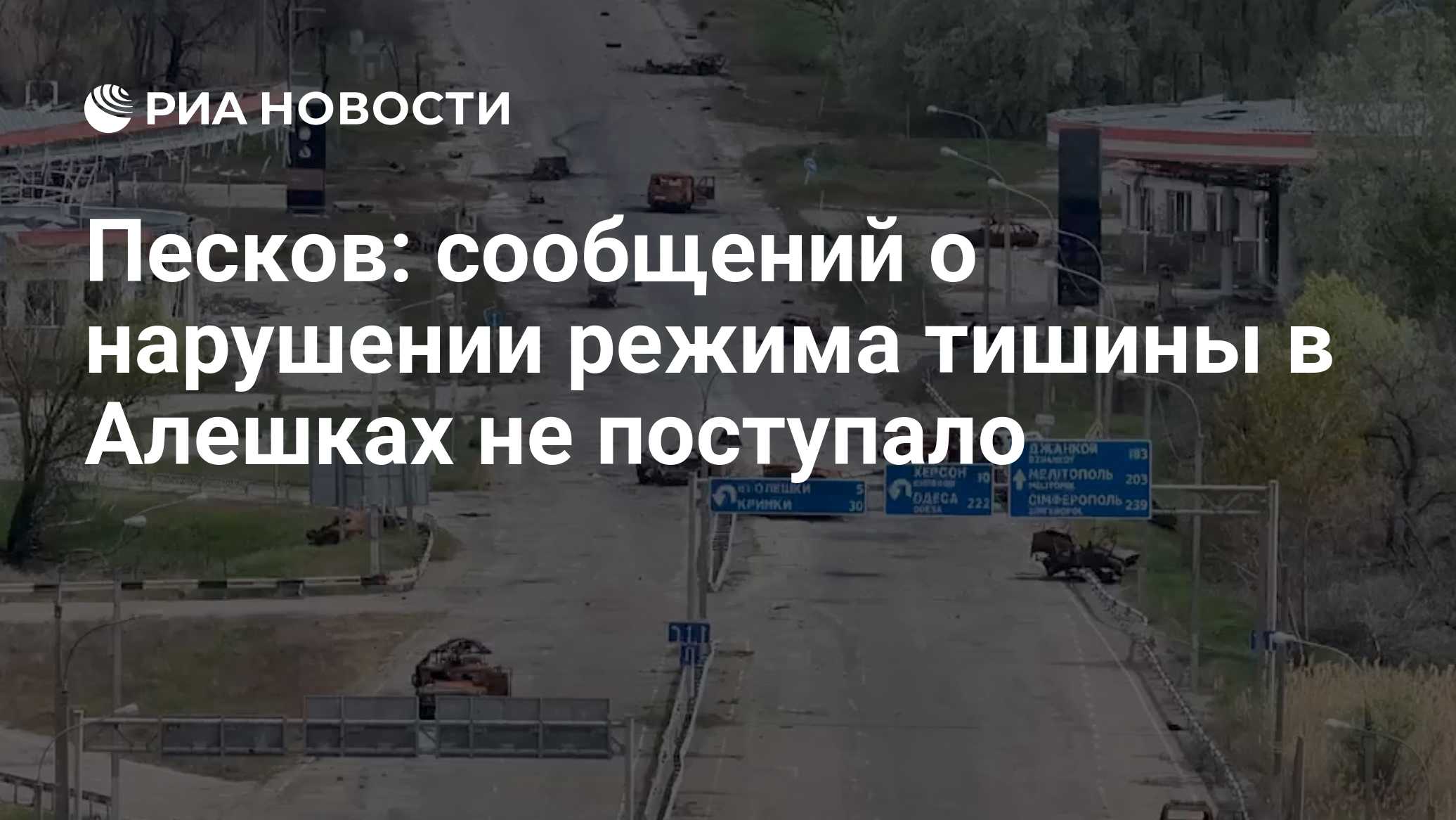 Песков: сообщений о нарушении режима тишины в Алешках не поступало
