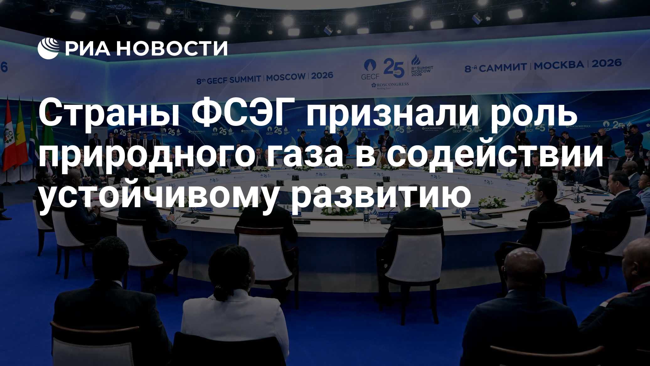 Страны ФСЭГ признали роль природного газа в содействии устойчивому развитию