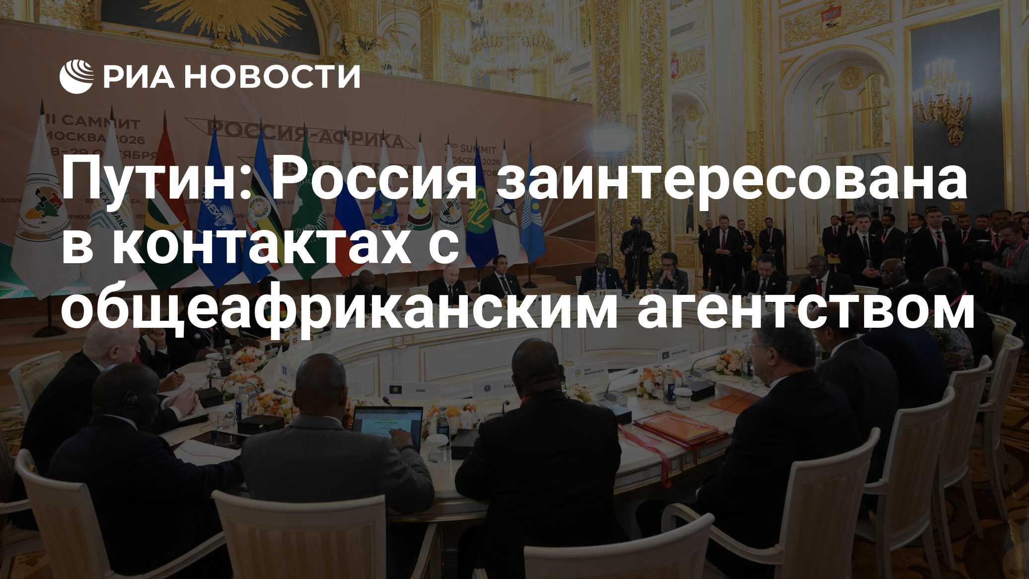 Путин: Россия заинтересована в контактах с общеафриканским агентством